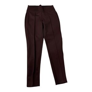 Nine West Deep Red Black Houndstooth Knit Leggings Burgundy Pull On Pants